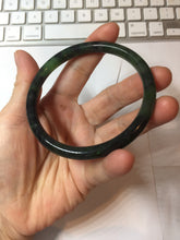 Load image into Gallery viewer, 62mm Certified 100% Natural Fresh Young Green/Dark Green/Black Green Ink Painting (绿水墨) Round Cut Nephrite (Wulanhai 乌兰海碧玉) Bangle HF133-7301

