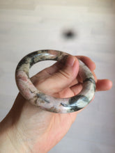 Load image into Gallery viewer, 53.4mm 100% natural pink/black time series(时光系列) round cut style rose stone (Rhodonite) bangle XY86
