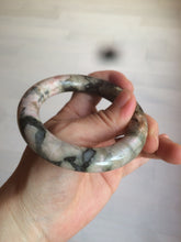 Load image into Gallery viewer, 53.4mm 100% natural pink/black time series(时光系列) round cut style rose stone (Rhodonite) bangle XY86

