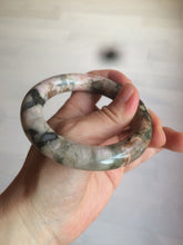 Load image into Gallery viewer, 53.4mm 100% natural pink/black time series(时光系列) round cut style rose stone (Rhodonite) bangle XY86
