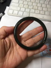 Load image into Gallery viewer, 62.8mm certified 100% Natural dark green/black meteorite round cut nephrite bangle HN131-0595
