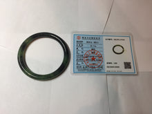 Load image into Gallery viewer, 54.4mm Certified 100% Natural Fresh Young Green/Dark Green/Black Green Ink Painting (绿水墨) Round Cut Nephrite (Wulanhai 乌兰海碧玉) Bangle HF134-7304
