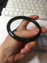 Load image into Gallery viewer, 62.8mm certified 100% Natural dark green/black meteorite round cut nephrite bangle HN131-0595
