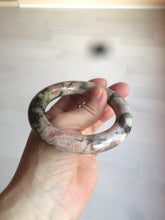 Load image into Gallery viewer, 53.4mm 100% natural pink/black time series(时光系列) round cut style rose stone (Rhodonite) bangle XY86
