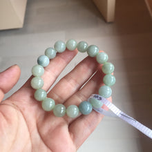 Load image into Gallery viewer, 10-10.5mm size 50-58mm 100% natural type A green gray jadeite jade beads bracelet AZ161
