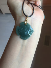 Load image into Gallery viewer, 100% Natural type A dark green/blue/black/gray Guatemala jadeite jade 3D tropical fish Pendant group PD94
