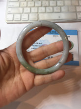 Load image into Gallery viewer, 60.1mm certified Type A 100% Natural dark green gray light purple with brown flying dandelions slim round cut Jadeite Jade bangle PH212-3249
