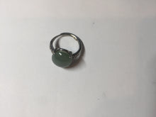 Load image into Gallery viewer, 100% natural type A dark green gray four-prong jadeite jade ring PC6
