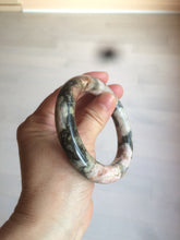 Load image into Gallery viewer, 53.4mm 100% natural pink/black time series(时光系列) round cut style rose stone (Rhodonite) bangle XY86
