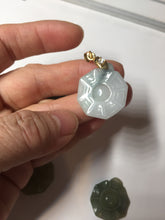 Load image into Gallery viewer, 100% natural type A light green dark green jadeite jade 3D the eight trigrams(Bagua,八卦) pendant group AX151
