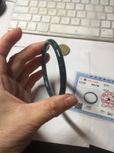 Load image into Gallery viewer, 58.8mm Certified Type A 100% Natural light green/blue/gray Guatemala slim round cut Jadeite bangle BP212-1033
