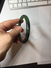 Load image into Gallery viewer, 54.4mm Certified 100% Natural Fresh Young Green/Dark Green/Black Green Ink Painting (绿水墨) Round Cut Nephrite (Wulanhai 乌兰海碧玉) Bangle HF134-7304
