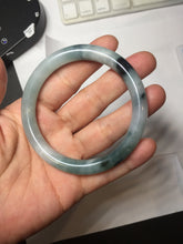 Load image into Gallery viewer, 55.6mm Certified Type A 100% Natural Dark Green Blue Gray Black Moonlit Ink (水墨月色) Round Cut Jadeite Jade Bangle AZ142-0750
