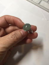 Load image into Gallery viewer, 100% natural type A dark green gray four-prong jadeite jade ring PC6
