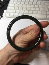 Load image into Gallery viewer, 62.8mm certified 100% Natural dark green/black meteorite round cut nephrite bangle HN131-0595
