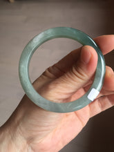 Load image into Gallery viewer, 53mm Certified Type A 100% Natural oily dark green(老油青)/gray Jadeite bangle PF1-(2775)
