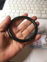 Load image into Gallery viewer, 62.8mm certified 100% Natural dark green/black meteorite round cut nephrite bangle HN131-0595
