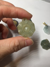 Load image into Gallery viewer, 100% natural type A light green dark green jadeite jade 3D the eight trigrams(Bagua,八卦) pendant group AX151
