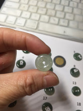Load image into Gallery viewer, 9.5-17mm Type A 100% Natural icy watery oily dark green gray black(油青)  Jadeite Jade Safety Guardian Button donuts Pendant group AU80 add on item
