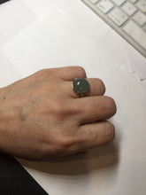 Load image into Gallery viewer, 100% natural type A dark green gray four-prong jadeite jade ring PC6
