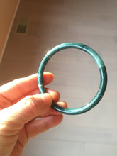 Load image into Gallery viewer, 59mm Certified Type A 100% Natural dark green/blue/gray with Guatemala slim round cut Jadeite bangle PH5-2328
