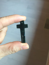 Load image into Gallery viewer, 100% Natural type A dark green/blue/black/gray Guatemala jadeite Jade Hand-held cross or cross pendant group PD93
