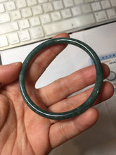 Load image into Gallery viewer, 58.2mm Certified Type A 100% Natural dark green blue gray black slim round cut Guatemala Jadeite bangle PC201-4313
