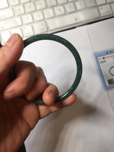 Load image into Gallery viewer, 58.2mm Certified Type A 100% Natural dark green blue gray black slim round cut Guatemala Jadeite bangle PC201-4313
