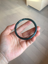 Load image into Gallery viewer, 59mm Certified Type A 100% Natural dark green/blue/gray with Guatemala slim round cut Jadeite bangle PH5-2328
