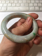 Load image into Gallery viewer, 53.7mm certified 100% Natural type A sunny green dark green purple carved branches and flowers and golden-painted Jadeite Jade bangle PH195
