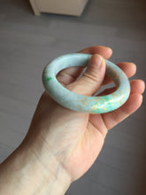 Load image into Gallery viewer, 53.7mm certified 100% Natural type A sunny green dark green purple carved branches and flowers and golden-painted Jadeite Jade bangle PH195

