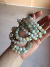 Load image into Gallery viewer, 7-7.6mm 100% natural type A green/white/yellow/brown jadeite jade beads bracelet KS90
