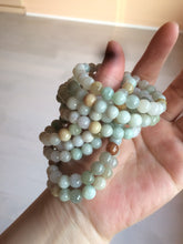 Load image into Gallery viewer, 7-7.6mm 100% natural type A green/white/yellow/brown jadeite jade beads bracelet KS90
