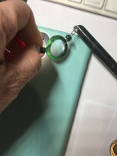 Load image into Gallery viewer, 20.5 cm 100% Natural Dark Green blue Black Xiu Jade (Serpentine) Hairpin with Safety ring Hanging Ornament AW41
