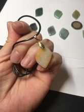 Load image into Gallery viewer, 100% natural type A jadeite jade icy watery yellow green black Willow leaf pendant group AX152
