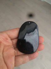 Load image into Gallery viewer, 100% Natural type A black jadeite jade(墨翠， mocui) Guanyin pendant BG31-2
