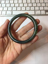 Load image into Gallery viewer, 55.7mm Certified 100% Natural Fresh Young Green/Dark Green/Black Green Ink Painting (绿水墨) Round Cut Nephrite (Wulanhai 乌兰海碧玉) Bangle HF135-7330

