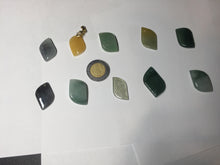 Load image into Gallery viewer, 100% natural type A jadeite jade icy watery yellow green black Willow leaf pendant group AX152
