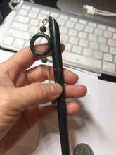 Load image into Gallery viewer, 20.5 cm 100% Natural Dark Green blue Black Xiu Jade (Serpentine) Hairpin with Safety ring Hanging Ornament AW41
