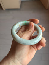 Load image into Gallery viewer, 53.7mm certified 100% Natural type A sunny green dark green purple carved branches and flowers and golden-painted Jadeite Jade bangle PH195
