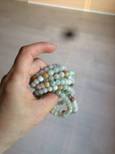 Load image into Gallery viewer, 7-7.6mm 100% natural type A green/white/yellow/brown jadeite jade beads bracelet KS90
