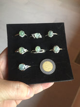 Load image into Gallery viewer, 100% natural type A icy watery light green white clear four-prong jadeite jade ring group PC8

