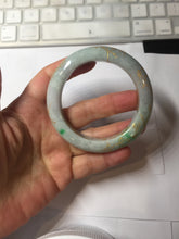 Load image into Gallery viewer, 53.7mm certified 100% Natural type A sunny green dark green purple carved branches and flowers and golden-painted Jadeite Jade bangle PH195
