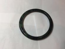 Load image into Gallery viewer, 60.7mm Certified 100% Natural Fresh Young Green/Dark Green/Black Green Ink Painting (绿水墨) Round Cut Nephrite (Wulanhai 乌兰海碧玉) Bangle HF136-7318
