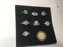 Load image into Gallery viewer, 100% natural type A icy watery light green white clear four-prong jadeite jade ring group PC8
