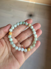 Load image into Gallery viewer, 7-7.6mm 100% natural type A green/white/yellow/brown jadeite jade beads bracelet KS90
