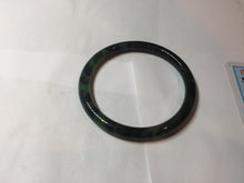 Load image into Gallery viewer, 60.7mm Certified 100% Natural Fresh Young Green/Dark Green/Black Green Ink Painting (绿水墨) Round Cut Nephrite (Wulanhai 乌兰海碧玉) Bangle HF136-7318
