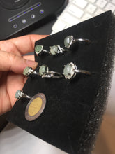 Load image into Gallery viewer, 100% natural type A icy watery light green white clear four-prong jadeite jade ring group PC8
