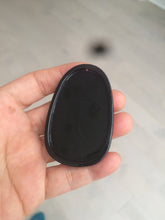 Load image into Gallery viewer, 100% Natural type A black jadeite jade(墨翠， mocui) Guanyin pendant BG31-3
