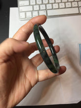 Load image into Gallery viewer, 60.7mm Certified 100% Natural Fresh Young Green/Dark Green/Black Green Ink Painting (绿水墨) Round Cut Nephrite (Wulanhai 乌兰海碧玉) Bangle HF136-7318
